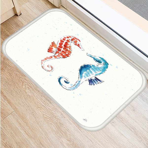 Vintage marine life, conch starfish pattern, non-slip floor mat