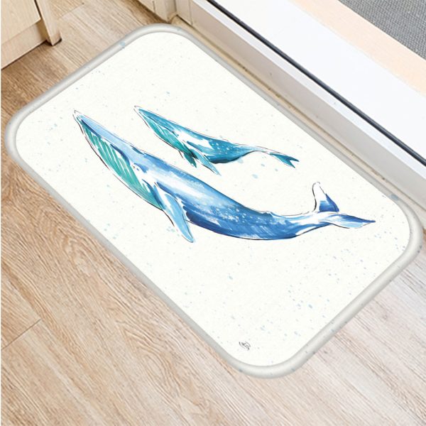 Vintage marine life, conch starfish pattern, non-slip floor mat