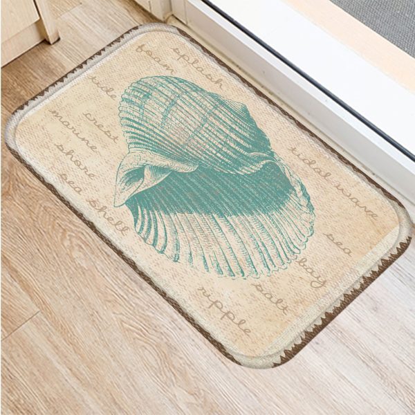 Vintage marine life, conch starfish pattern, non-slip floor mat