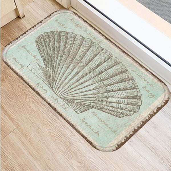 Vintage marine life, conch starfish pattern, non-slip floor mat