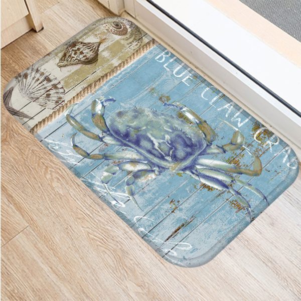 Vintage marine life, conch starfish pattern, non-slip floor mat