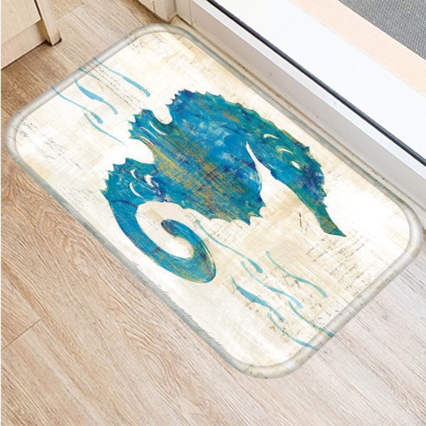 Vintage marine life, conch starfish pattern, non-slip floor mat