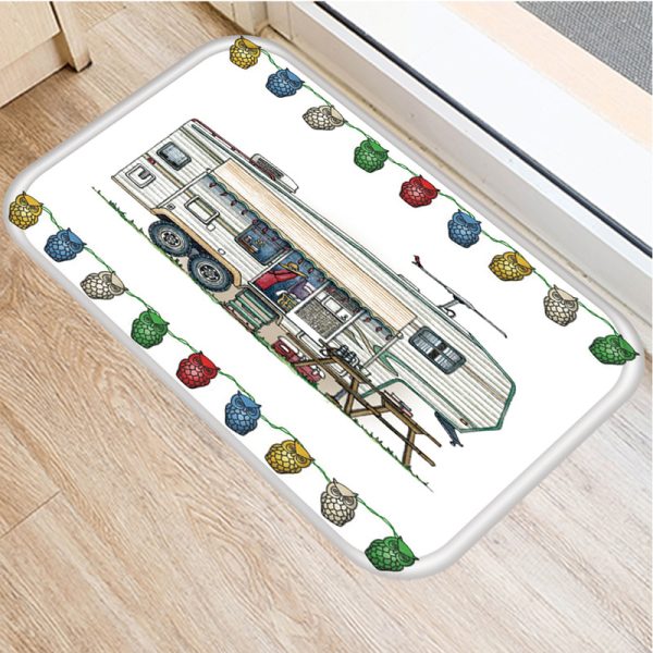 RV Caravan Pattern Flannel Rug