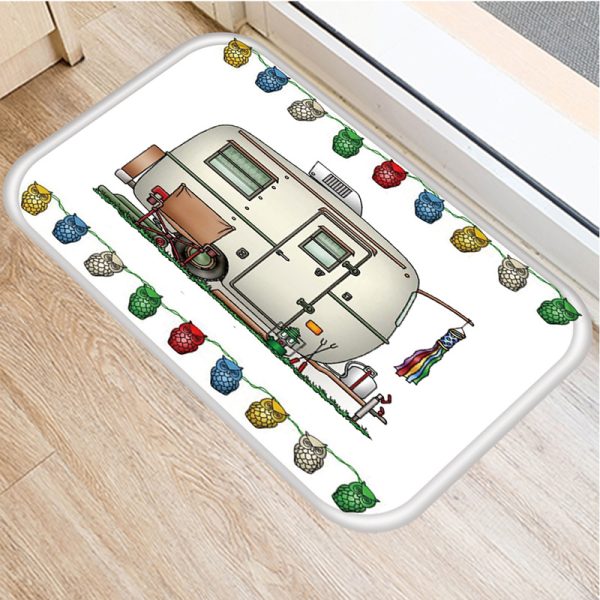 RV Caravan Pattern Flannel Rug