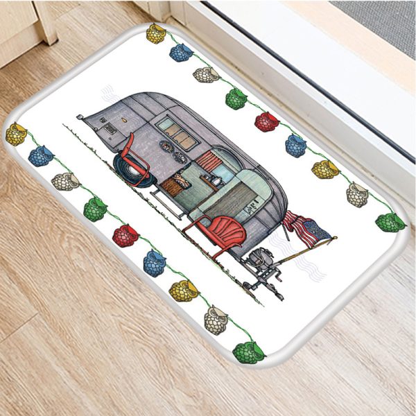 RV Caravan Pattern Flannel Rug