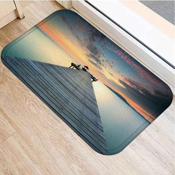 Bridge boat sea pattern flannel comfort floor mat