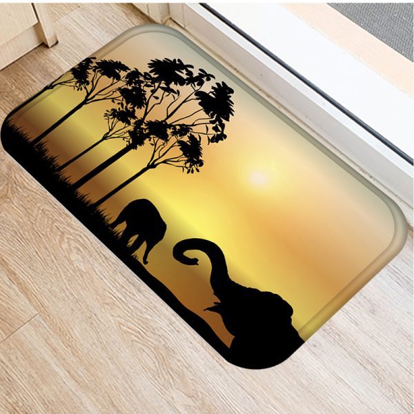 Retro style dinosaur animal flannel non-slip absorbent floor mat