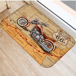 Vintage Car Girl Flower Floor Mat Print