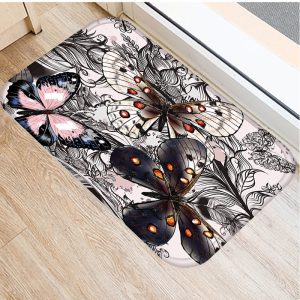 Retro Butterfly English Alphabet Floor Mat