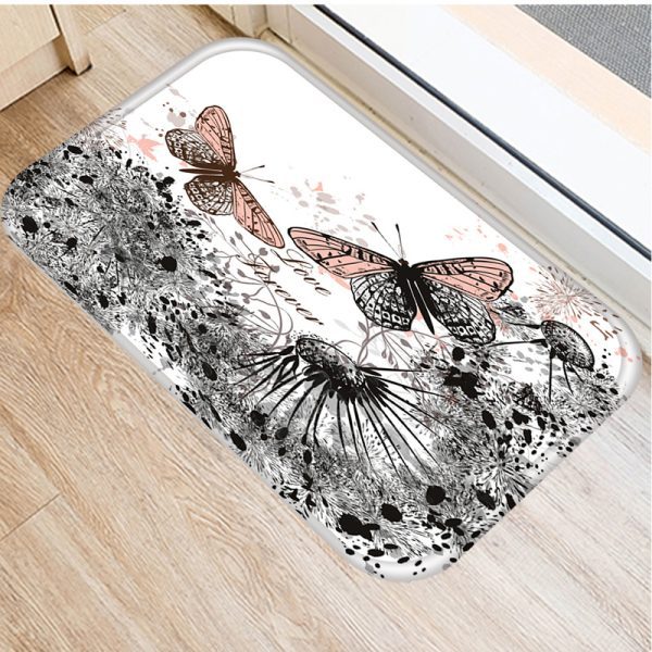 Retro Butterfly English Alphabet Floor Mat