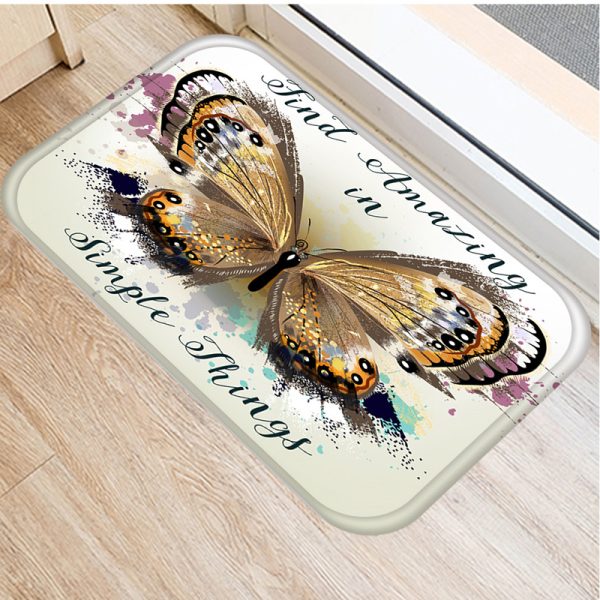 Retro Butterfly English Alphabet Floor Mat