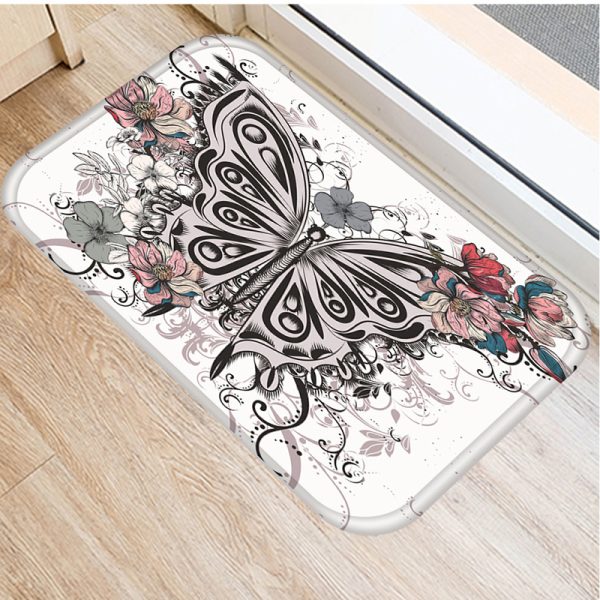 Retro Butterfly English Alphabet Floor Mat