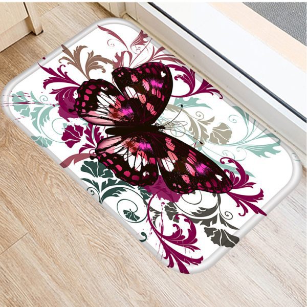 Retro Butterfly English Alphabet Floor Mat