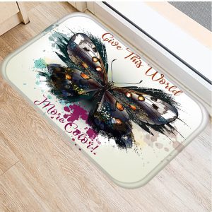 Retro Butterfly English Alphabet Floor Mat