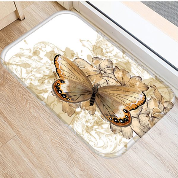 Retro Butterfly English Alphabet Floor Mat