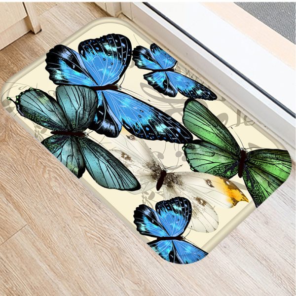 Retro Butterfly English Alphabet Floor Mat