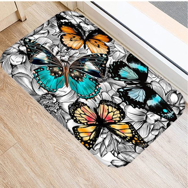 Retro Butterfly English Alphabet Floor Mat