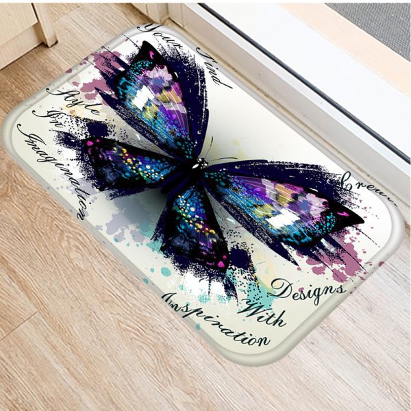 Retro Butterfly English Alphabet Floor Mat