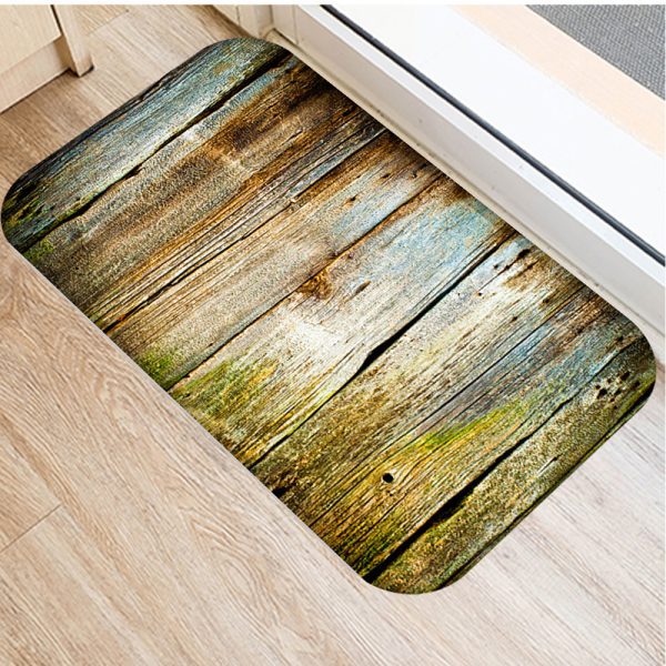 Wood Grain Geometric Pattern Non-slip Floor Mat Door Mat