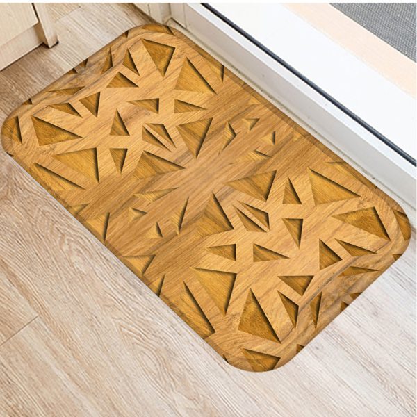 Wood Grain Geometric Pattern Non-slip Floor Mat Door Mat