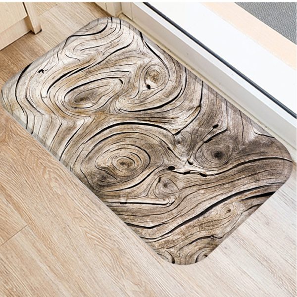 Wood Grain Geometric Pattern Non-slip Floor Mat Door Mat