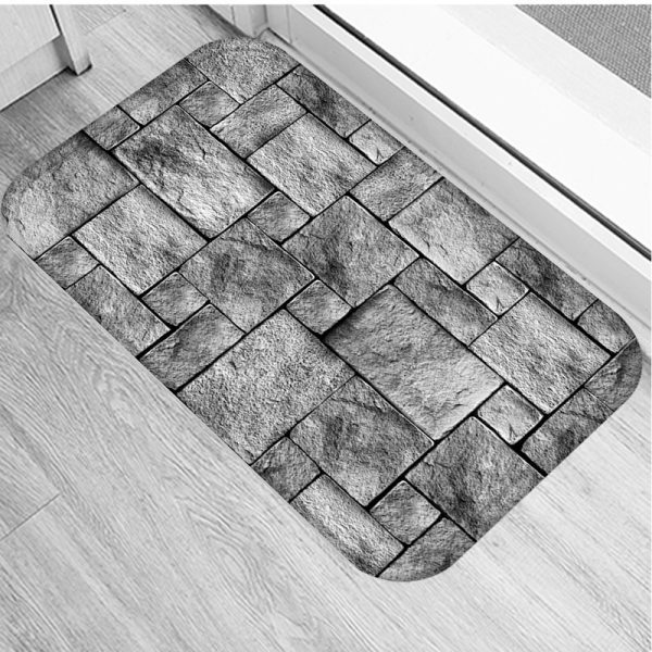 Wood Grain Geometric Pattern Non-slip Floor Mat Door Mat