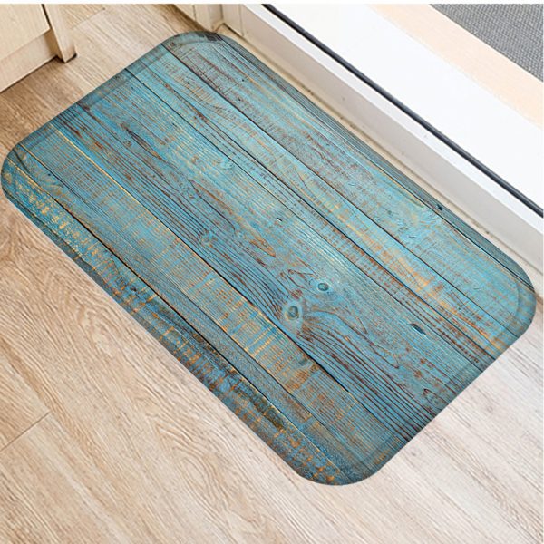 Wood Grain Geometric Pattern Non-slip Floor Mat Door Mat