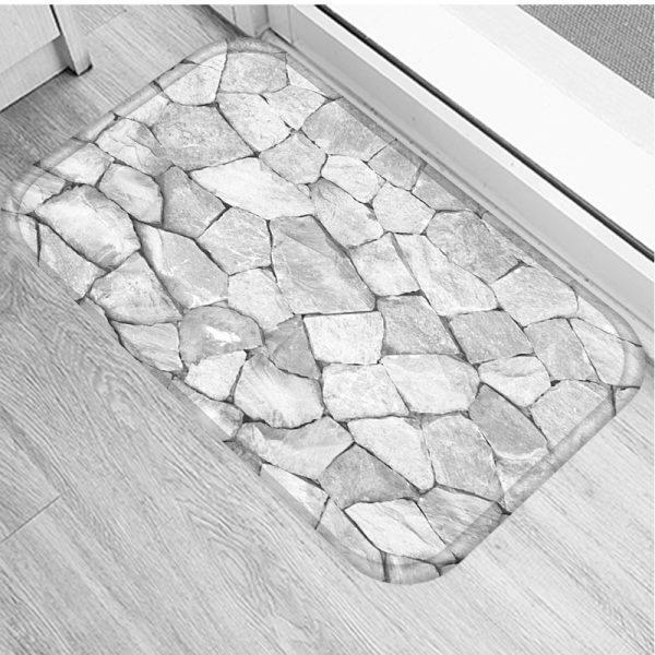 Wood Grain Geometric Pattern Non-slip Floor Mat Door Mat