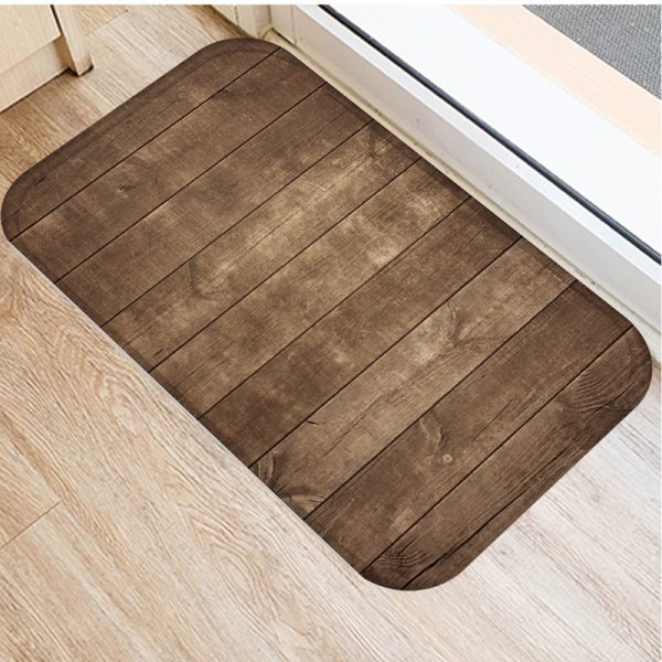 Wood Grain Geometric Pattern Non-slip Floor Mat Door Mat