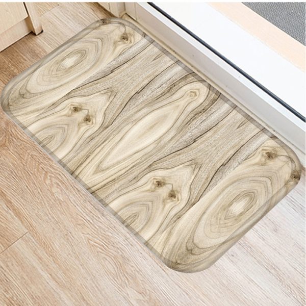 Wood Grain Geometric Pattern Non-slip Floor Mat Door Mat