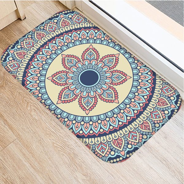 Mandala Line Pattern Flannel Bath Mat