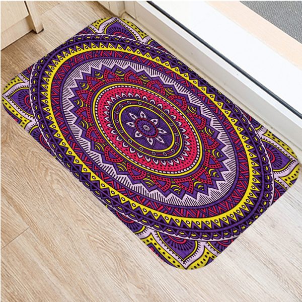 Mandala Line Pattern Flannel Bath Mat