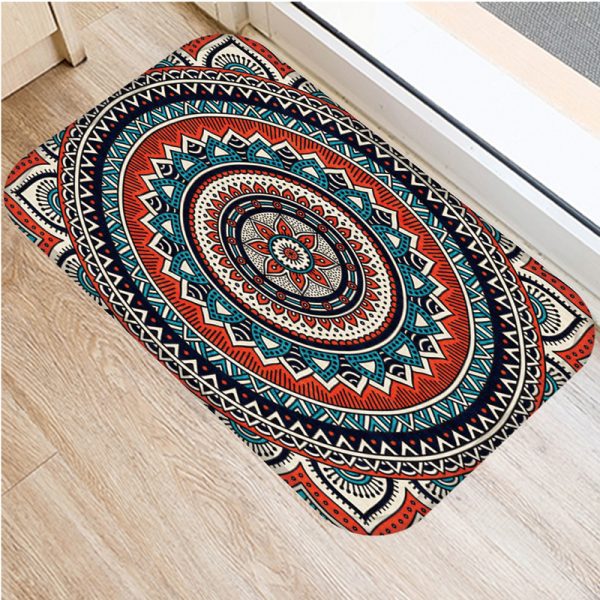 Mandala Line Pattern Flannel Bath Mat