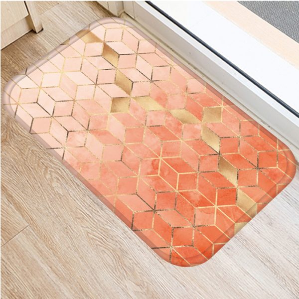 Irregular geometric lattice pattern flannel non-slip bath mat