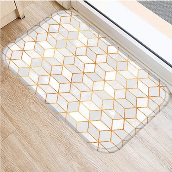 Irregular geometric lattice pattern flannel non-slip bath mat