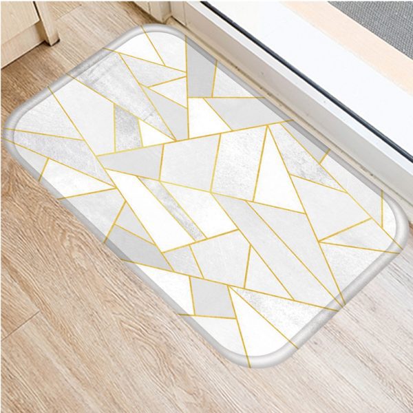 Irregular geometric lattice pattern flannel non-slip bath mat