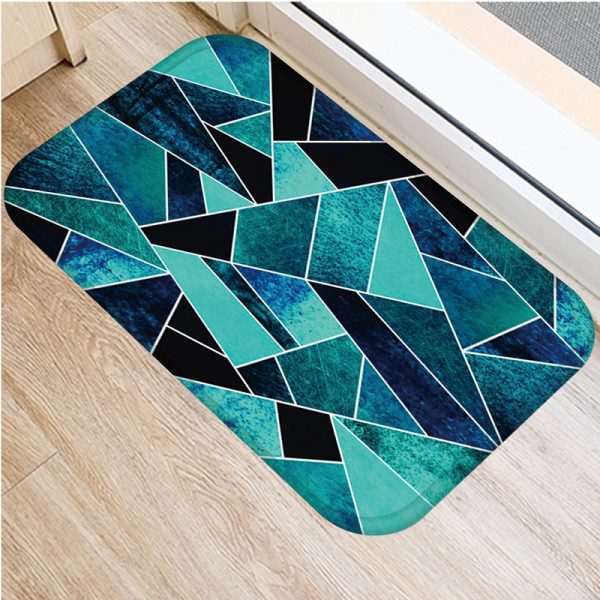 Irregular geometric lattice pattern flannel non-slip bath mat