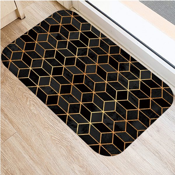 Irregular geometric lattice pattern flannel non-slip bath mat