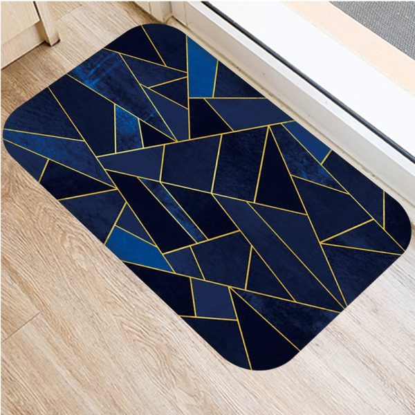 Irregular geometric lattice pattern flannel non-slip bath mat