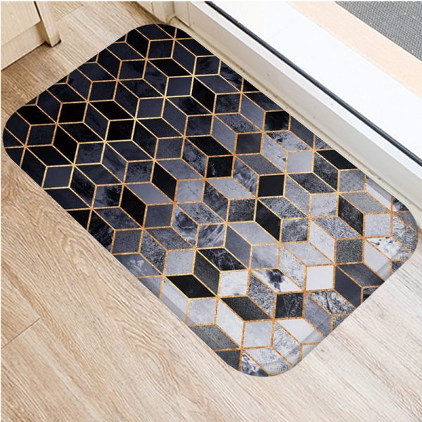 Irregular geometric lattice pattern flannel non-slip bath mat