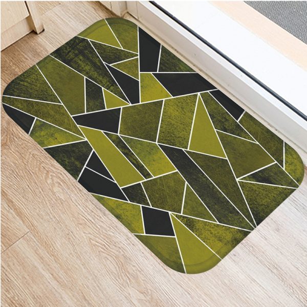 Irregular geometric lattice pattern flannel non-slip bath mat