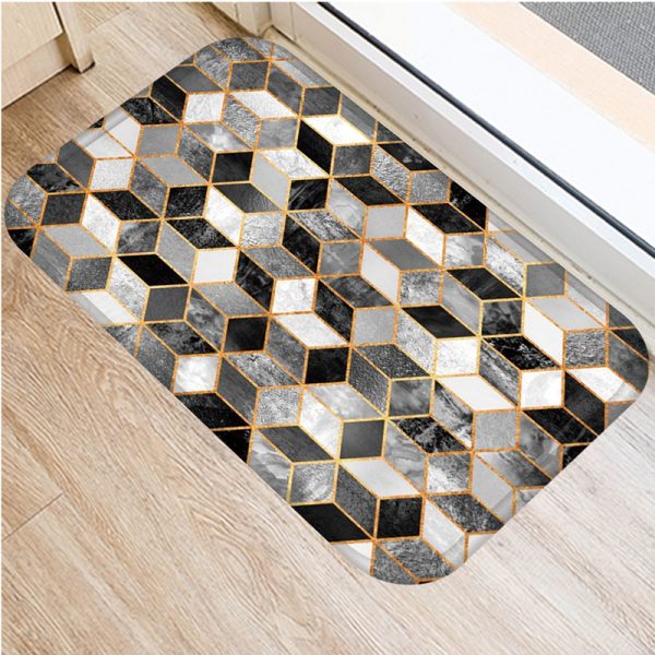 Irregular geometric lattice pattern flannel non-slip bath mat