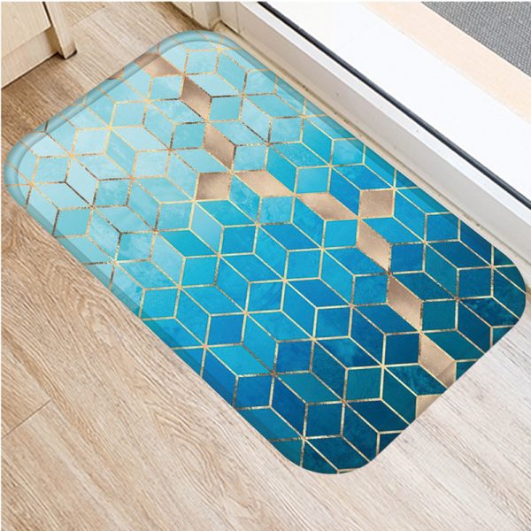 Irregular geometric lattice pattern flannel non-slip bath mat