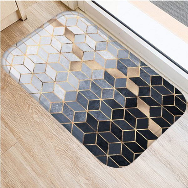 Irregular geometric lattice pattern flannel non-slip bath mat