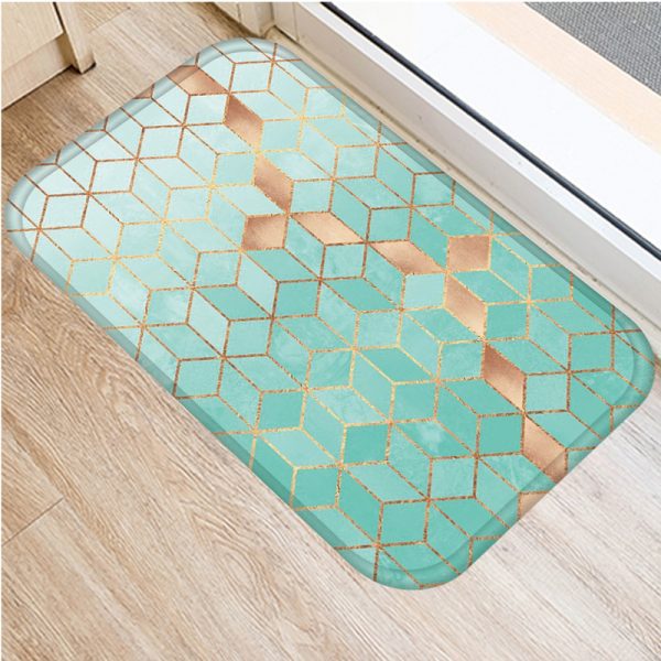 Irregular geometric lattice pattern flannel non-slip bath mat