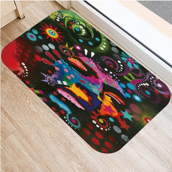 Colorful Graffiti Puppy Pattern Flannel Non-slip Bath Mat