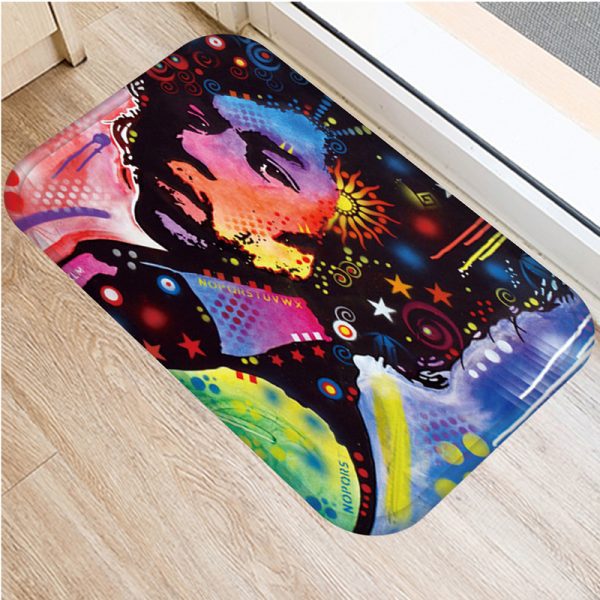 Colorful Graffiti Puppy Pattern Flannel Non-slip Bath Mat