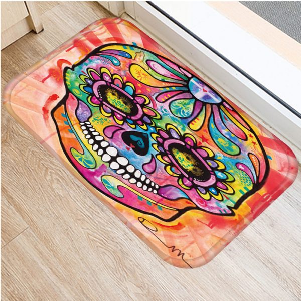 Colorful Graffiti Puppy Pattern Flannel Non-slip Bath Mat