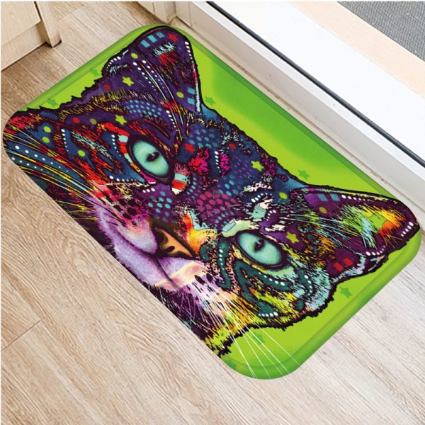 Colorful Graffiti Puppy Pattern Flannel Non-slip Bath Mat