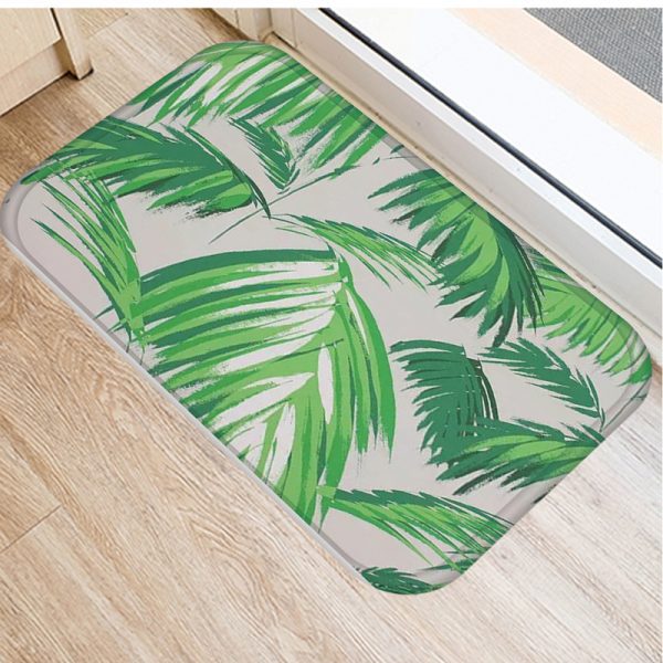 Plant Tree Leaf Pattern Flannel Non-slip Bath Mat